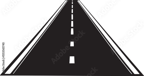 A black and white highway receding into the distance perspective view