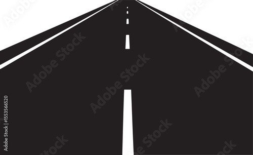 Road highway leading to a vanishing point with dividing lines perspective