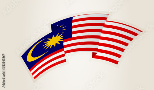 Malaysia Flag in Abstract Ribbon Shape, National Symbol of the Malaysia.
