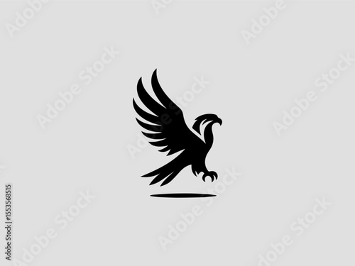 Vintage engraved eagle silhouette vector logo for financial institutions