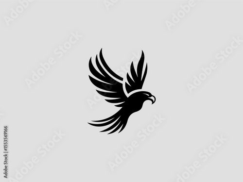 Vintage engraved eagle silhouette vector logo for financial institutions