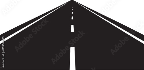 Vector illustration of straight road going to distance with lines