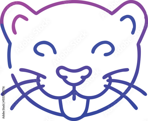 Singleline cartoon otter head with tongue sticking out on white background makes a statement