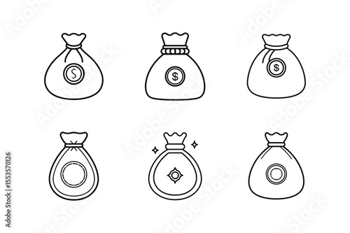 coin bag line art vector illustration