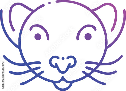 Gradient blue and purple ferret face shows simple animal outline on white background