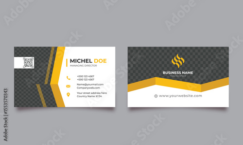 Yellow Business card design template, Clean professional business card template, visiting card, business card template.