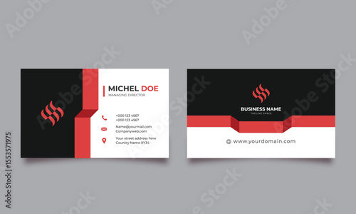 Red modern business card design template, Red corporate business card template, Clean professional business card template, visiting card, business card	
