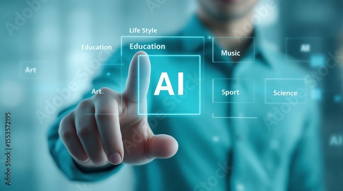 Ai artificial intelligence technology concept with education music art science and lifestyle 100