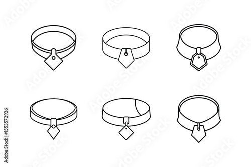 collar with tag icon line art vector illustration