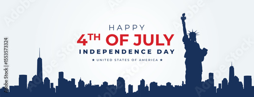 Happy 4th of July, USA Independence Day Poster and greeting card design with waving American national flag. United states of America Independence day Vector illustration.