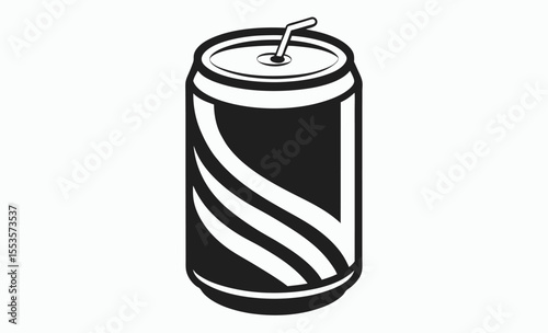 drink can icon, soda can vector, beverage container silhouette, tin can symbol, black isolated illustration