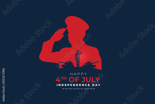 Happy 4th of July, USA Independence Day Poster and greeting card design with waving American national flag. United states of America Independence day Vector illustration.
