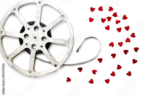 Reel of 35mm motion picture film. Film strip. Cinema concept