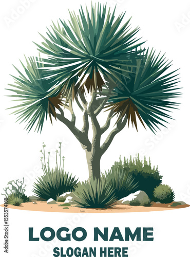 yucca brevifolia tree vector white background .