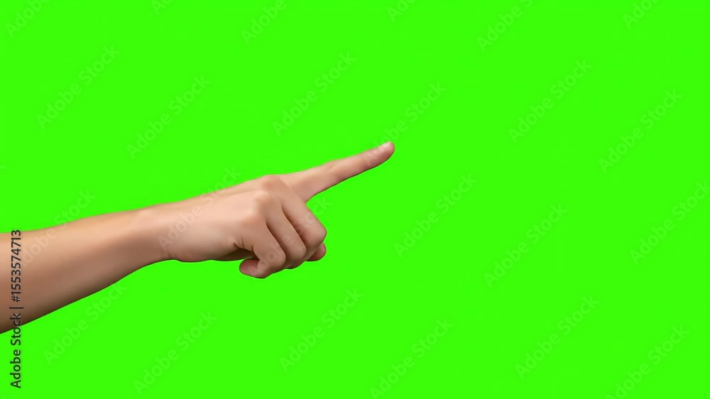 Two hands pointing at each other on green screen background, interactive gesture for video layering