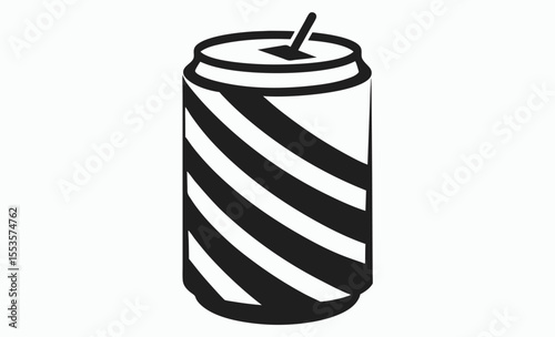 drink can icon, soda can vector, beverage container silhouette, tin can symbol, black isolated illustration