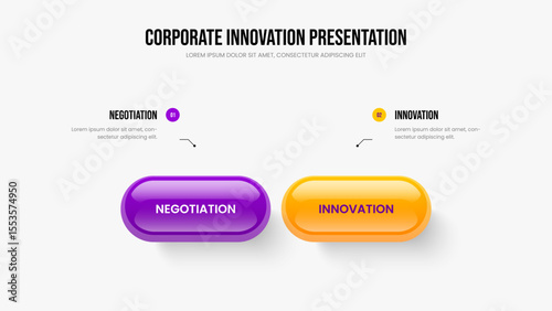 Business Profile 2 Option Infographic Frame Layout. Professional Briefing Presentation Design Vector Illustration. Consulting Campaign Two Step Diagram Slideshow Template.