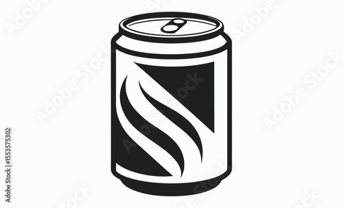 drink can icon, soda can vector, beverage container silhouette, tin can symbol, black isolated illustration