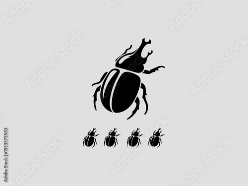 Minimalist black silhouette beetle vector logo for pest control or exterminator services