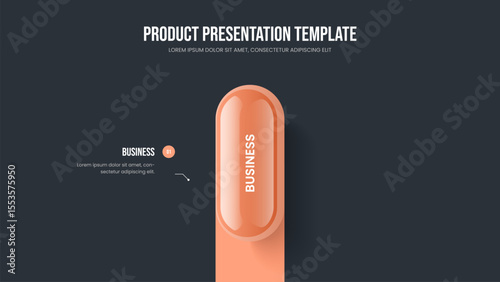 Advertising Strategy One Step Diagram Slideshow Template. Business Report 1 Element Infographic Frame Design. Company Proposal Slide Layout Vector Illustration.