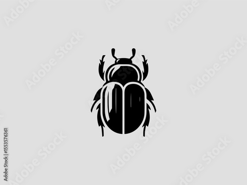 Minimalist black silhouette beetle vector logo for pest control or exterminator services