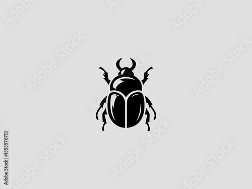 Minimalist black silhouette beetle vector logo for pest control or exterminator services