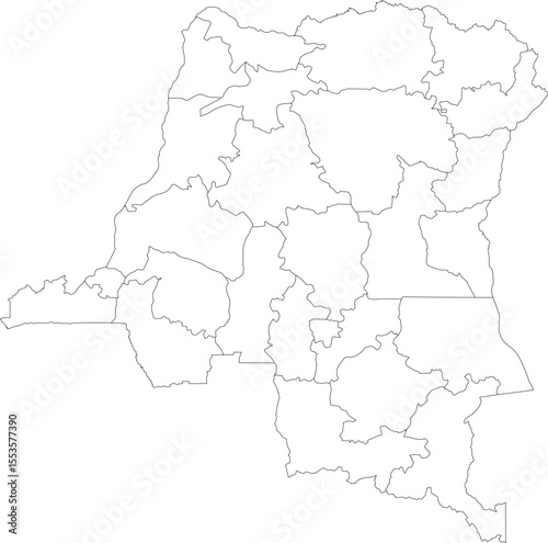 Outline Map of Democratic Republic of the Congo with Provinces