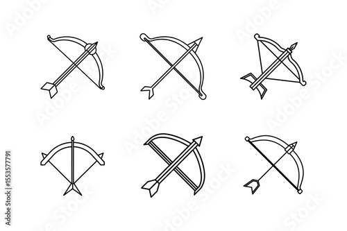 crossbow line art vector illustration