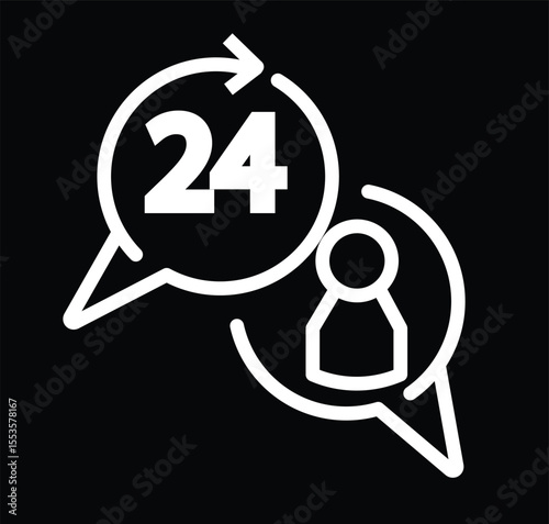 24    7 hours focus icon sign vector