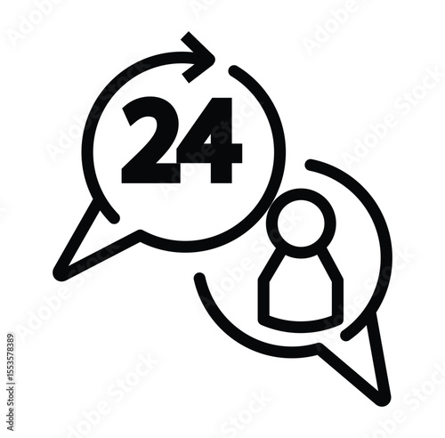 24    7 hours focus icon sign vector