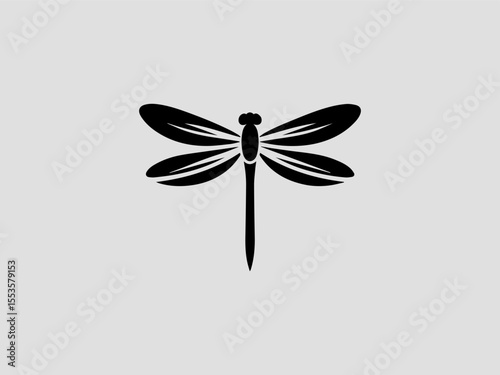 Geometric abstract dragonfly vector logo with transparent wings for tech startups