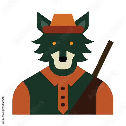 Hunter wolf ready in alert action pose Vector illustration