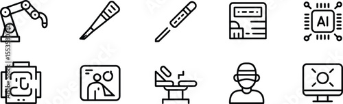 Icons of Modern Technology and Industry Tools like Robotics, AI, and Programming
