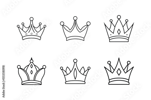 crown icon line art vector illustration