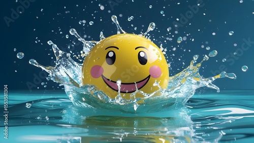 yellow ball in water splash