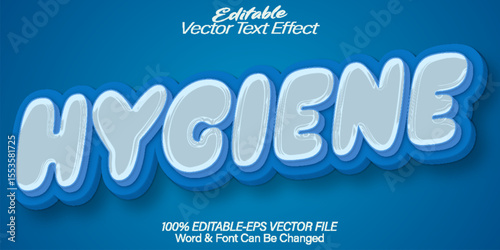 Hygiene Vector Text Effect Editable Alphabet Clean Blue Cartoon