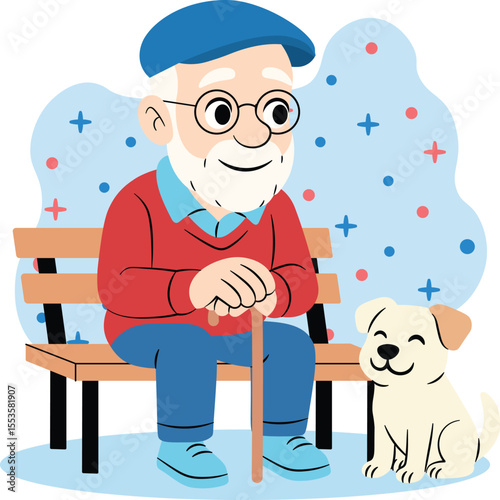 People and Pet at Home Cartoon Illustration