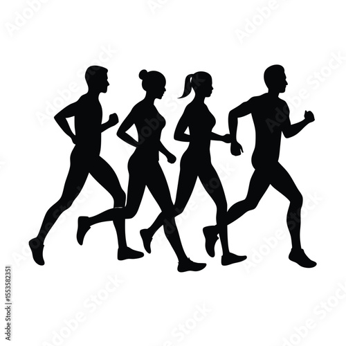 silhouette-of-group-of-people-jogging-together-on-.eps