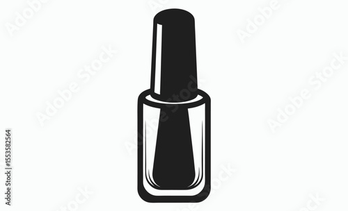 nail polish icon, beauty bottle silhouette,makeup item graphic, black white illustration