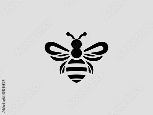 Vintage engraved bee silhouette vector logo for artisan honey producers