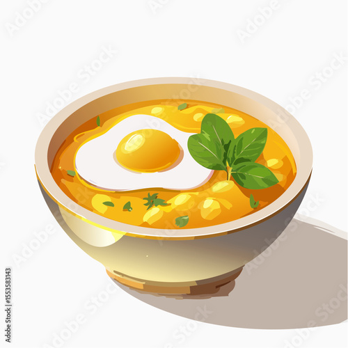 Delicious homemade egg soup recipe kitchen food cozy environment top view culinary concept