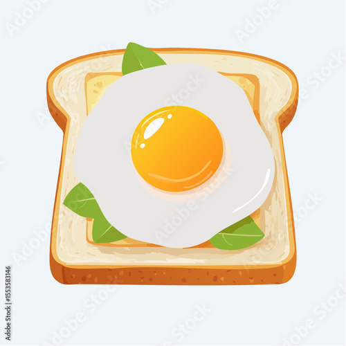 Cooking a delicious fried egg on toast kitchen setting digital minimalist design