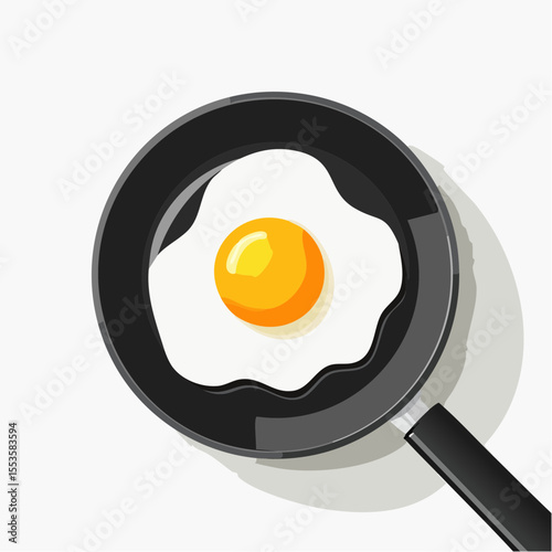Cooking perfect fried egg in a pan home kitchen food art clean background top view culinary techniques