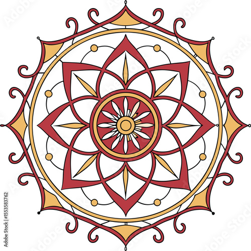 Abstract Mandala with Artistic Intricacy: An eye-catching mandala is a mesmerizing fusion of spiritual symbolism and artistic design.