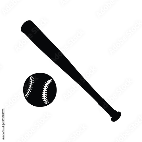 A striking black and white image of a baseball bat and ball