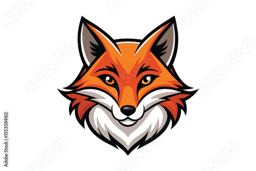 Detailed fox head in black and white displays pointed ears and piercing eyes
