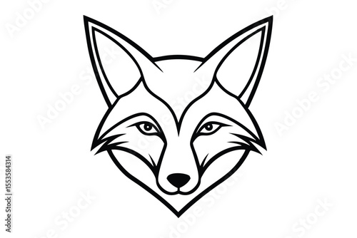 Black outline depicts a fox head with alert eyes and pointed ears facing forward