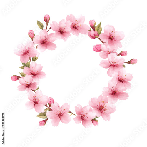 Wallpaper Mural Watercolor icon of a wreath made of cherry blossoms Torontodigital.ca