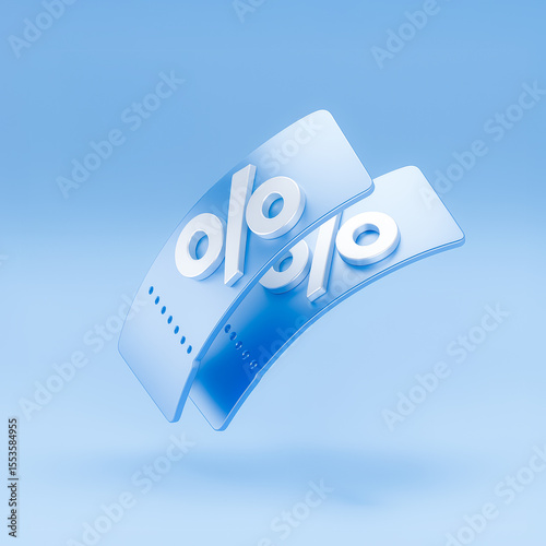 3D Floating Discount Coupons with Percent Symbols