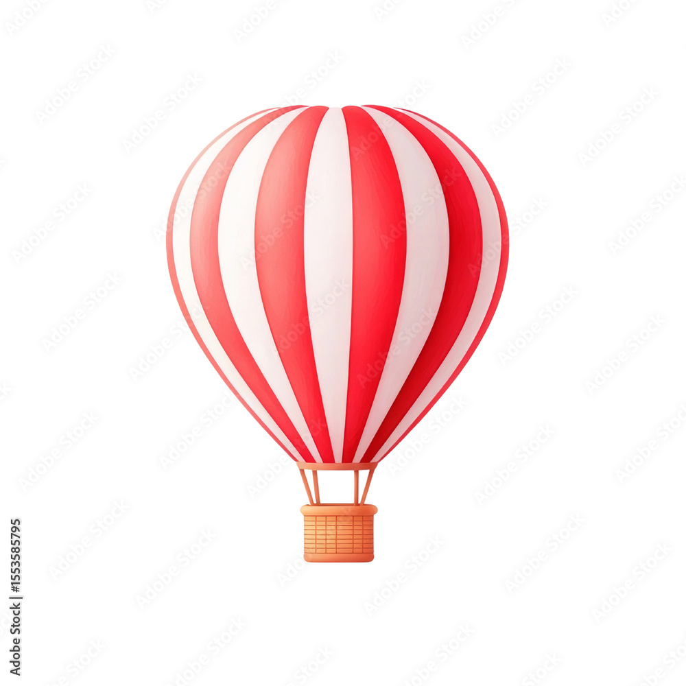 Fototapeta premium Colorful hot air balloon with red and white stripes